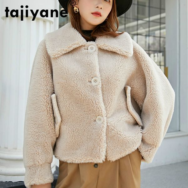 

real fur coat autumn winter coat women clothes 2020 korean vintage wool jacket sheep shearling women manteau femme zt3702, Black
