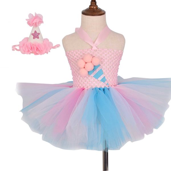 

girls ice cream tutu dress baby girl sweet pink birthday party tulle dresses kids birthday gift halloween costume 1-12y t200709, Red;yellow