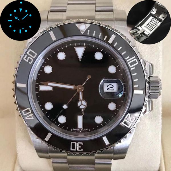 

gliding buckle deluxe men watch automatic mechanical watch 2813 movement ceramic sapphire watch 116610 stainless steel bule luminous watches, Slivery;brown