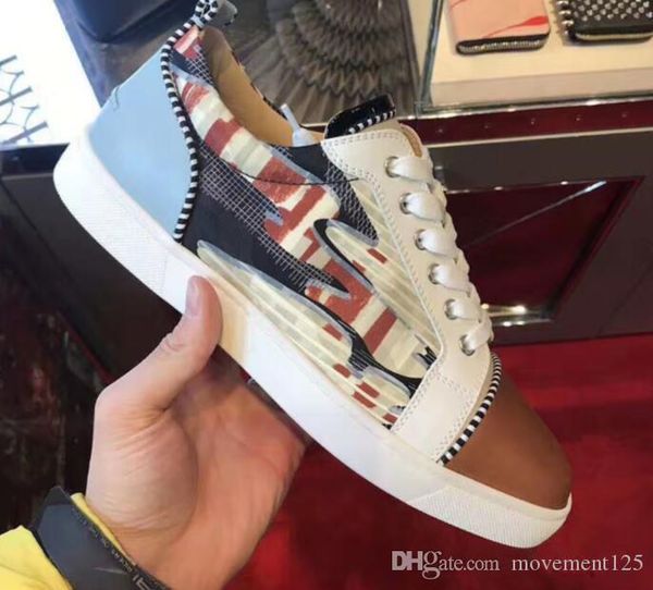 

2019s [originals box] new designer mens,womens sneakers shoes with printed leather leisure flats luxury red bottom sneaker, Black