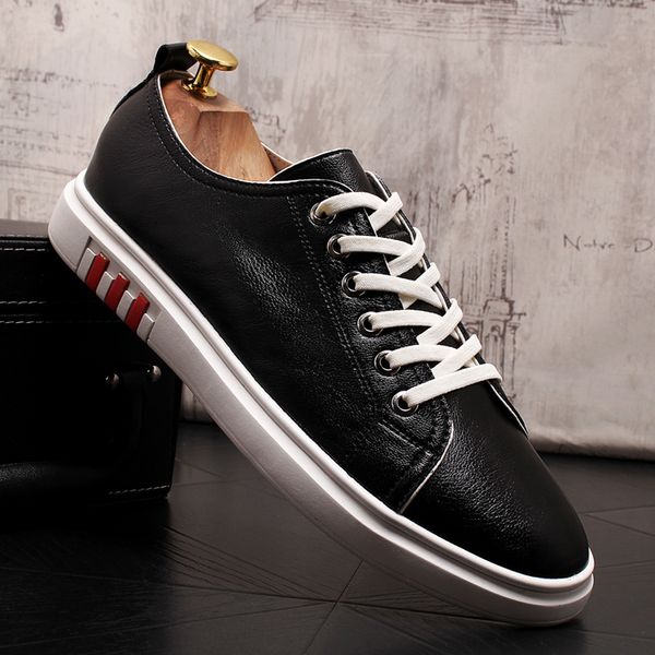 

men casual shoes breathable leather loafers office shoes for men driving moccasins comfortable slip on fashion, Black