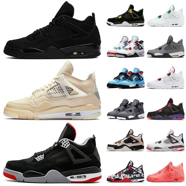 

retro white off 2020 black cat mens basketball shoes jumpman bred punch travis scott 4 4s tattoo cool grey designer sneakers sport, White;red