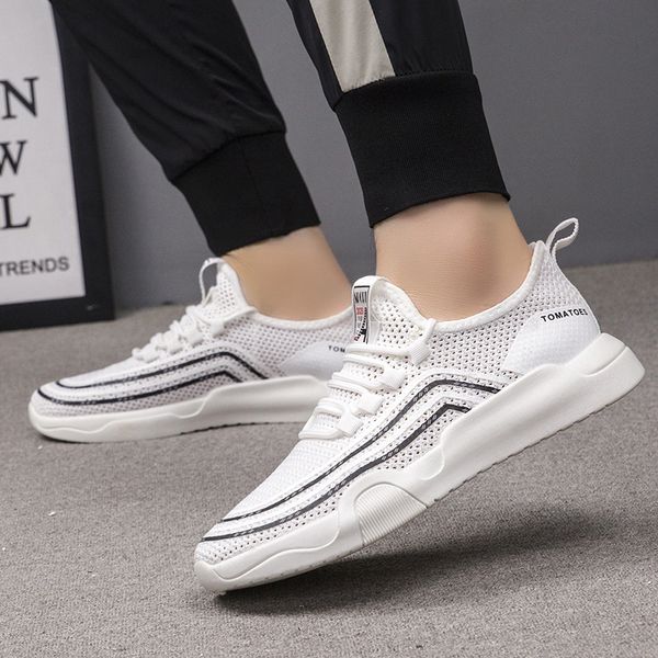 

men shoes basketball shoes platform sneakers for men casual summer non-slip mesh breathable white running, Black