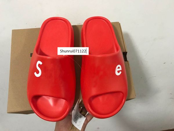 

2020 kanye west slipper men women bone earth brown sand slide resin stylist shoes sandals triple black foam runner size 5-11
