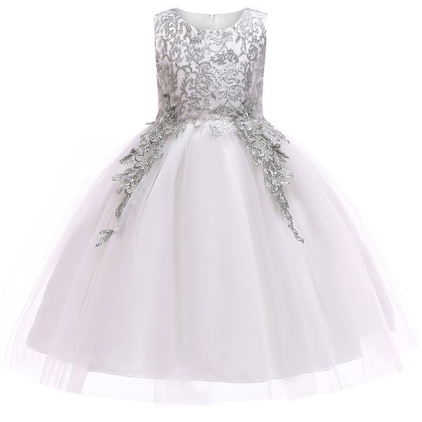 

new year kids christmas dress children's dress girls embroidery gold silver lace high-end baby princess, Red;yellow