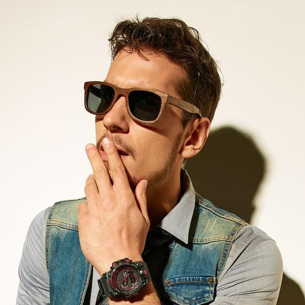 

2019 men women cool wooden sunglasses fashion polarized sunglasses for t200619, White;black