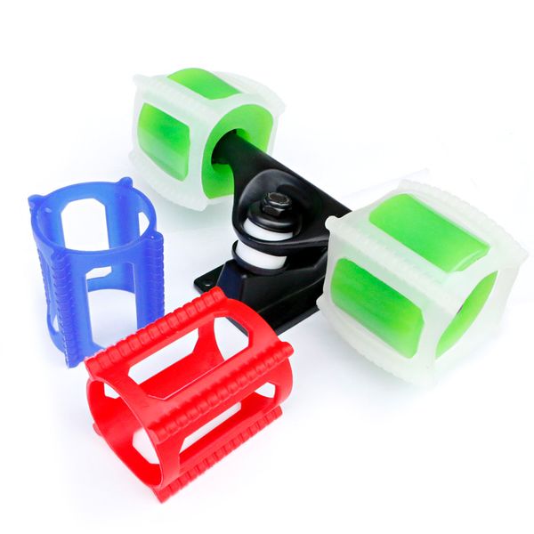 

silicone skateboard wheels set professional beginner practice action retainer lock anti-rolling ollie accessories for 49-70mm