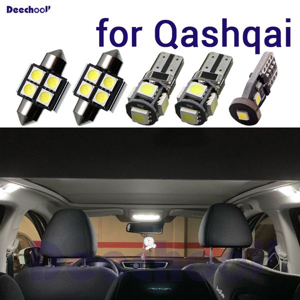

canbus led license plate lamp bulbs+footwell lights+ interior map dome light for for qashqai j10 j11 2007-2020