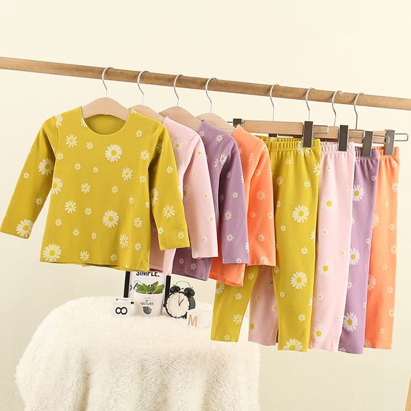 

2020 autumn baby girl's underwear sets long johns, White