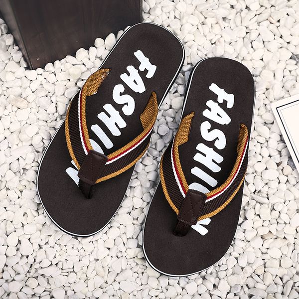

new brand summer flip flops men slippers 39 beach klapki meskie quality male sandals slides zapatillas casa hombre big size 46, Black