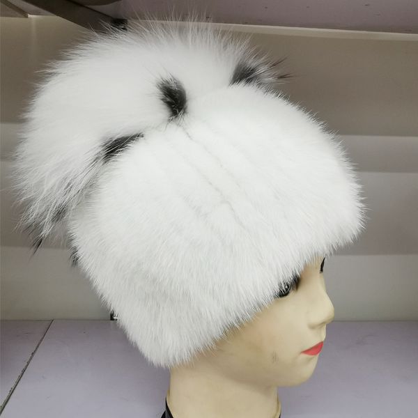 

hat for women natural hats with luxury big pompom fur ball beanies winter women's cap lady, Blue;gray