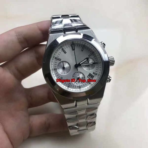 

9 стиль высокое качество 42мм overseas chronograph кварцевый мужские часы 5500v / 110a-b075 серебряный набор из нержавеющей стали браслет му, Slivery;brown