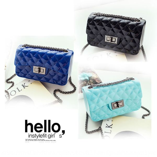 

h4uke 2019 new fashion jelly fragrance wind single shoulder diamond grid chain diamond square slant mobile phone women's small bag smal