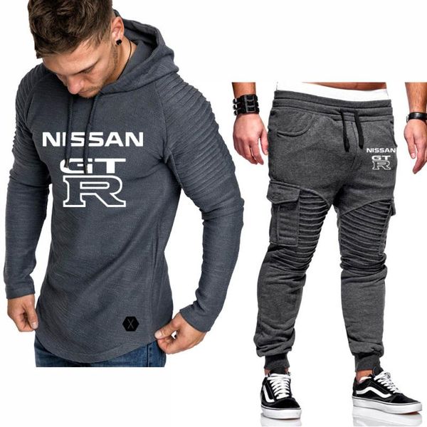 

hoodies men gtr car logo printed spring autumn sweatshirt fashion men hoodie casual fleece male hoodies pants suit 2pcs