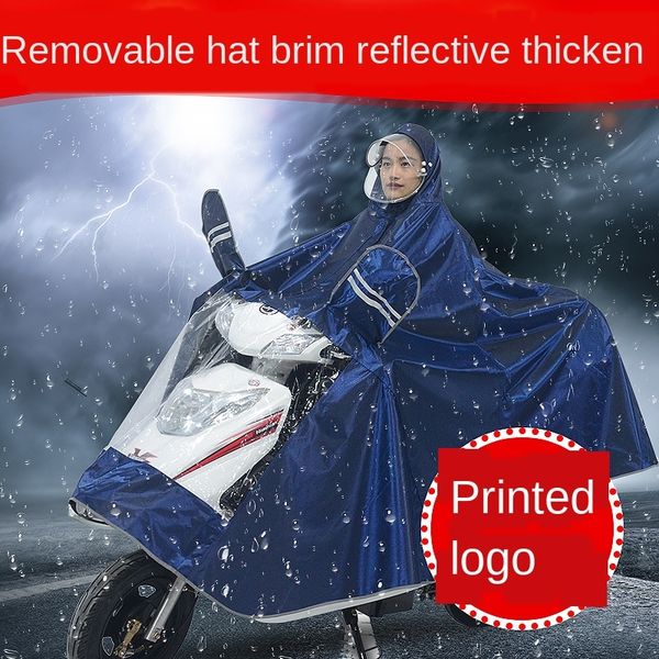 

electric cloak motorcycle motorcycle poncho battery car men's and women's single jacquard raincoat double brim mask extra thickene, Black