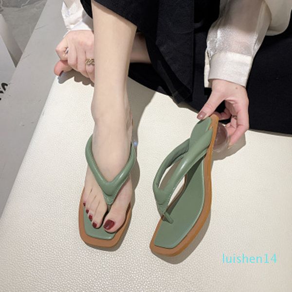 

2020 summer slippers women woman crystal glass heel flip flop sandals women's high heels ladies solid shoes female footwear l14, Black