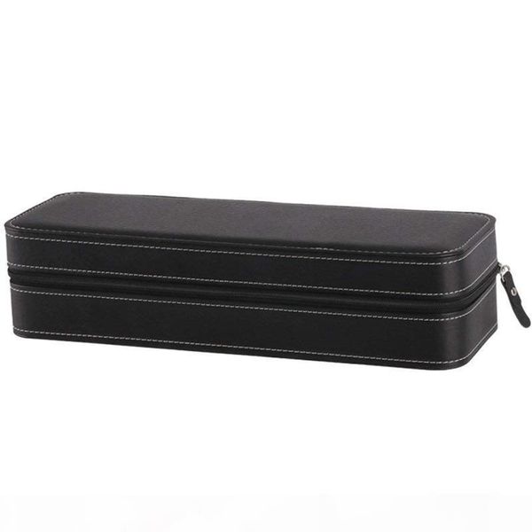 

6 slot watch box portable travel zipper case collector storage jewelry storage box(black, Black;blue