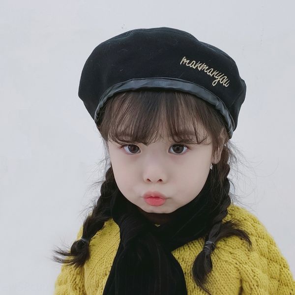 

9jkpn qiu nan painter's beret children's beret male and female children's winter korean style sweet and lovely boy painter&#0, Blue;gray