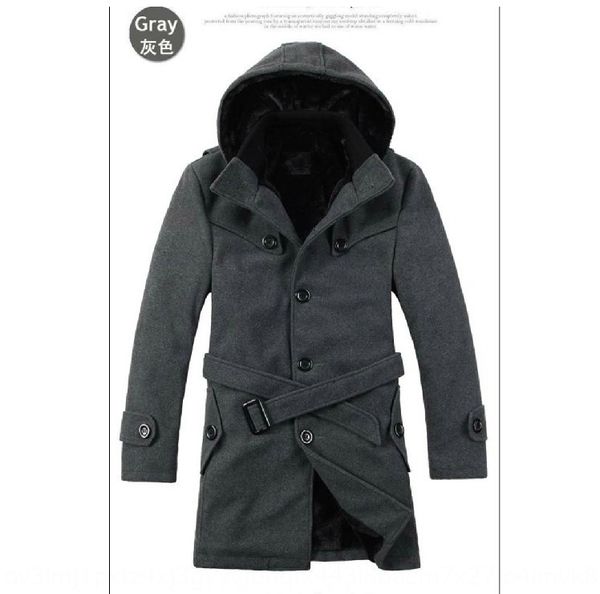

00eou trendy men's windbreaker trench mid-length lengthened jj-y22 trendy men's windbreaker thickened trench coat mid-length thick, Tan;black