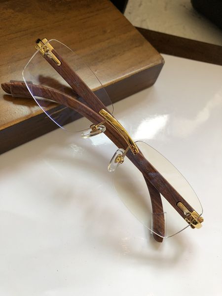 

2020 luxury ct3524012 quality wooden rimless optical glasses frame 54-18-135 classical rimless for prescription glasses fullset case outlet