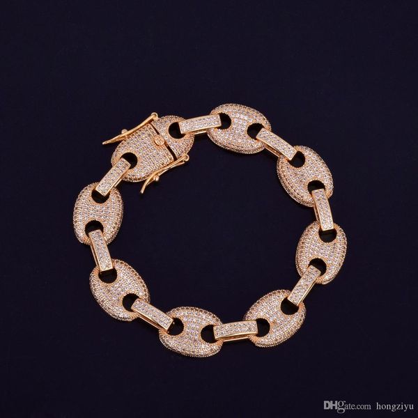 

new men's cc button bracelet hip hop jewelry ice out cubic zircon 12mm 4 colors for gift, Black