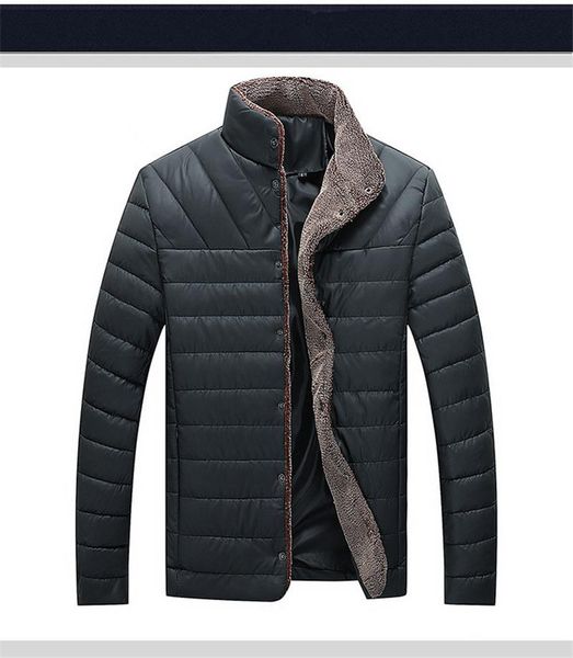 

winter mens designer down coats long sleeve stand collar solid color mens outerwear fashion male coats, Black