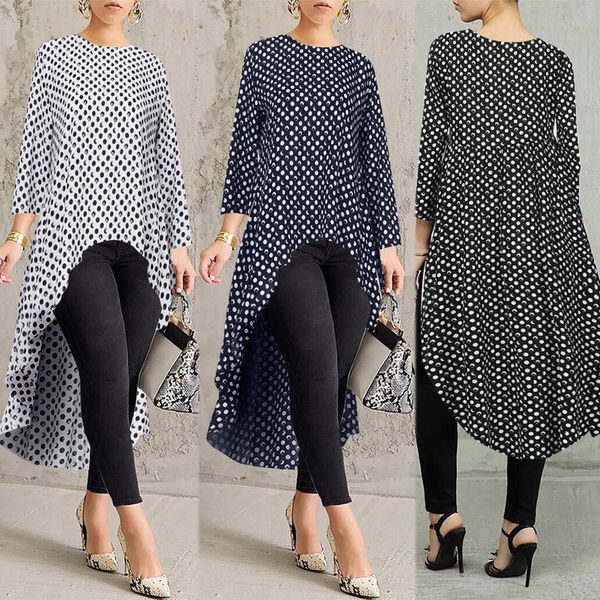 

plus size womens print blouse asymmetrical cap sleeve 2020 stylish long chemise female casual swallowtail blusas woman tunic, White