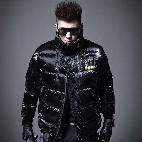 

0tcxf 2020 winter cotton-padded down new korean style down jacket thickened bright collar thickened tooling cotton-padded jacket for young m, Black