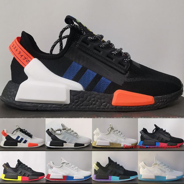 

originals nmd r1 v2 running shoes men women sneakers core black signal coral cloud white gold metallic munich outdoor trainers size 36-45