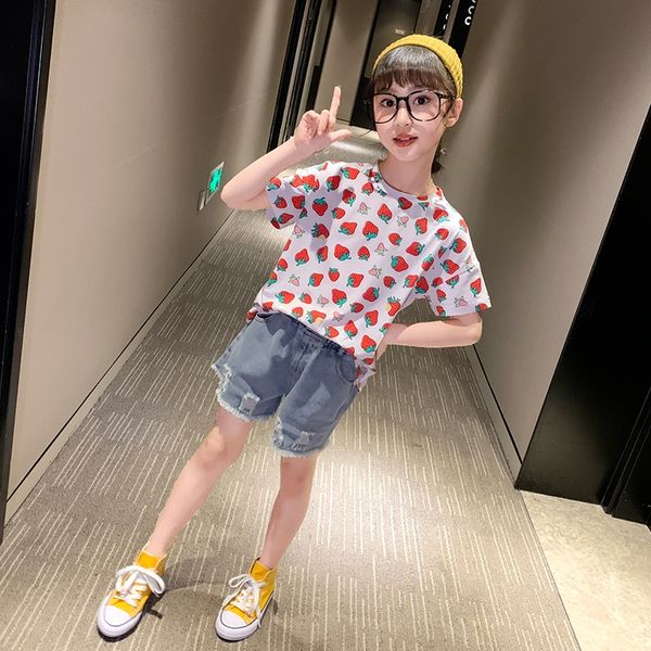 

thnri t sleeve 2020 summer strawberry clothing clothes new children's clothes children's and girls' strawberry printed short, Blue