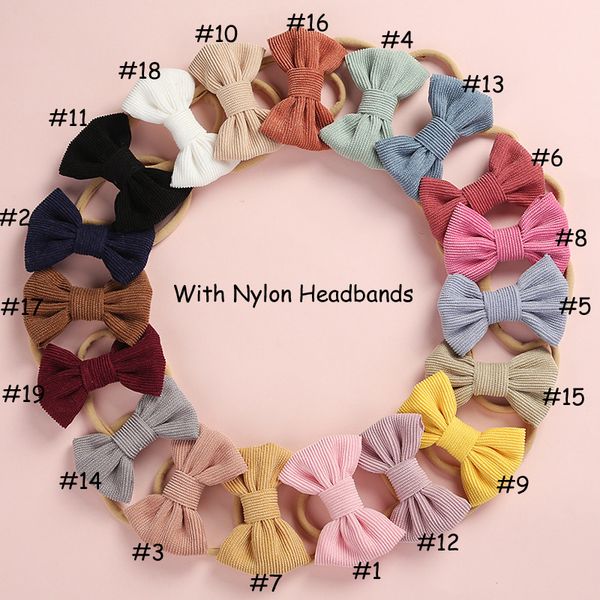 

pcs/lot, corduroy fabric bow nylon headbands or hair clips, pgraphy prop baby shower gift y200710, Slivery;white