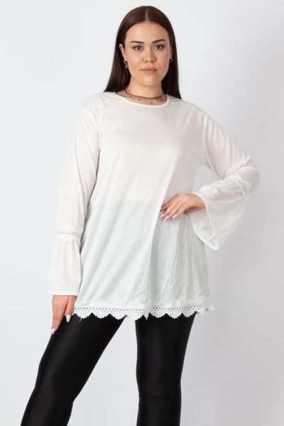 

sans textile women bone lace detail tunik 65 n16874, White