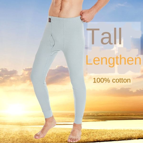 

myekk tall men's autumn pants cotton thin high waist stretch warm trousers and trousers loose youth solid color long legs warm lengthen, Black;brown