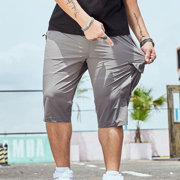 

pure color simple wild quick-drying shorts pants male large size men casual cropped pants loose breathable thin casual shorts, White;black