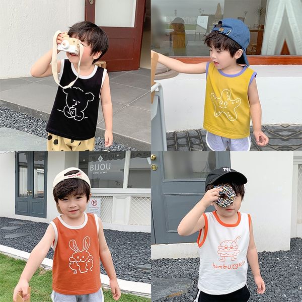 

boys' casual sleeveless t-shirt base korean style 2 children's western style thin baby loose fashion vest vest vest, Blue