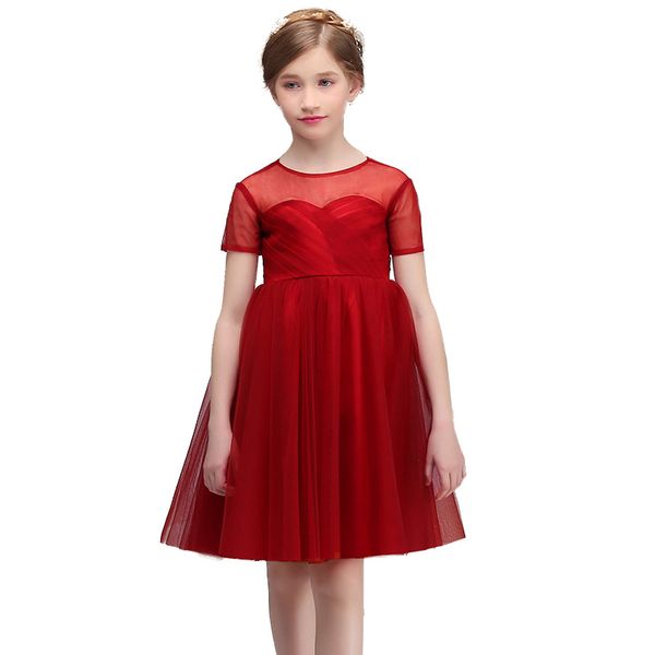

2020 lovely flower girls' dresses ivory baby infant toddler baptism clothes short sleeves lace tutu ball gowns birthday party dress, Red;yellow