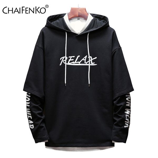 

men's hoodies & sweatshirts chaifenko men autumn printing letter stitching sweatshirt male hip hop harajuku japanese streetwear casual, Black