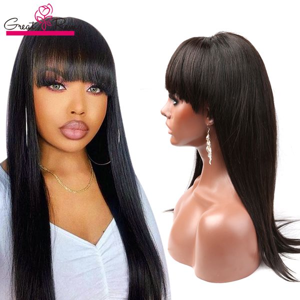 

full lace straight wigs with bangs human hair wigs for black women none lace front wigs brazilian virgin hair glueless machine made wig grea
