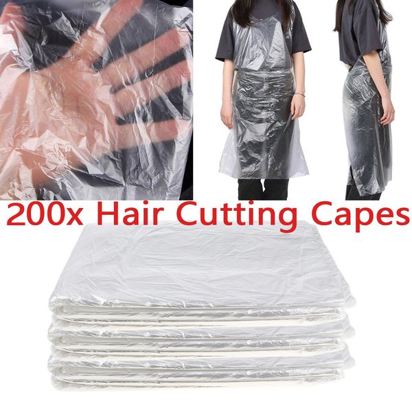 

200x disposables hairdressing capes hair salon shawl plastic waterproof hair trimming tool for barbershop or home use, 92 x 126cm