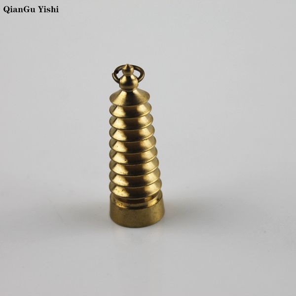 

copper chinese pagodas keychain pendant vintage brass metal blessing help study to the next level key chains bag charm, Silver