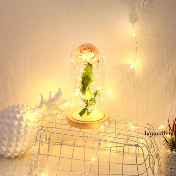 

eternal flower rose glass cover preserved fresh flower romantic immortality beauty wooden 1 roses new year home decoration