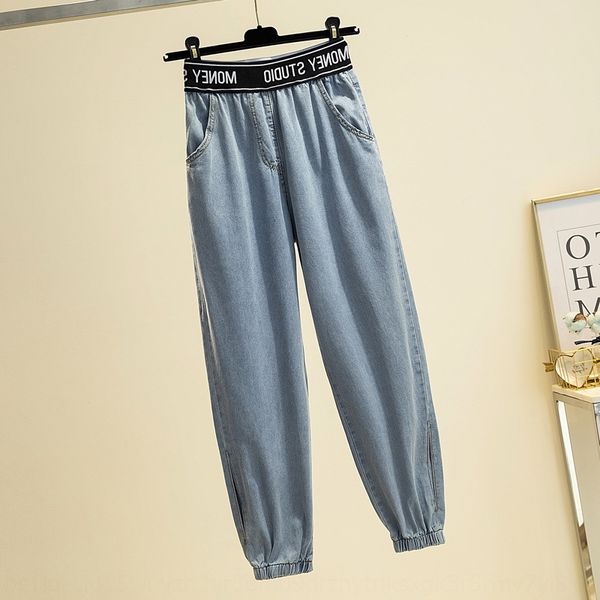 

200 casual pants jeansjeans and jeansjin plus fat big fat sister jeans aging loose casual pants 2020 new women's, Blue