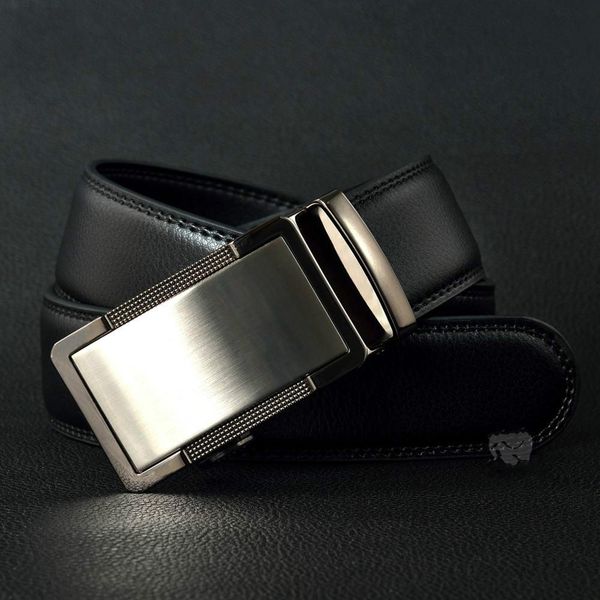 

designer name fashion men's business waist belts automatic buckle genuine leather belts for men 105-125cm ing, Silver
