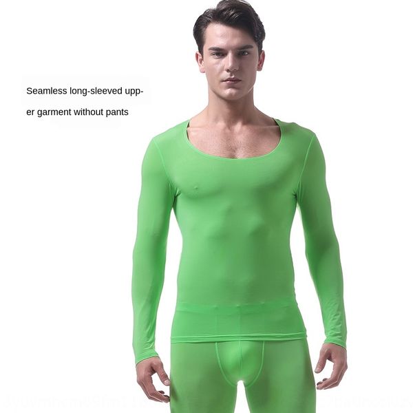 

vanskoos men's thermal ultra-thin ice silk seamless men's autumn clothing base shirt vs007wy warm underwear underwear underpants, Black;brown