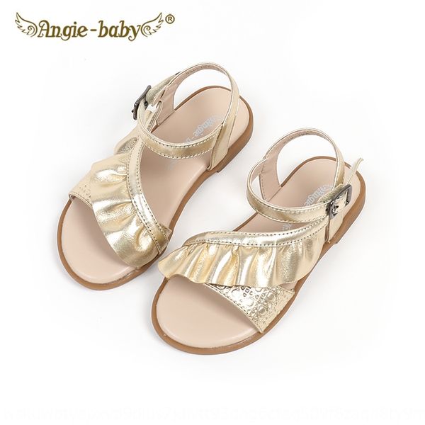 

angel baby children's golden sandals baby cowhide magic soft shoes soft sole shoes girls fashion anti-skid magic sticker sandals, Black;red