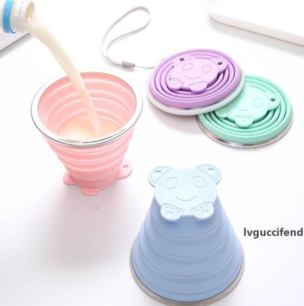 

the latest 8.5oz food grade silicone and stainless steel, portable silicone folding water cup, telescopic coffee cup, ing