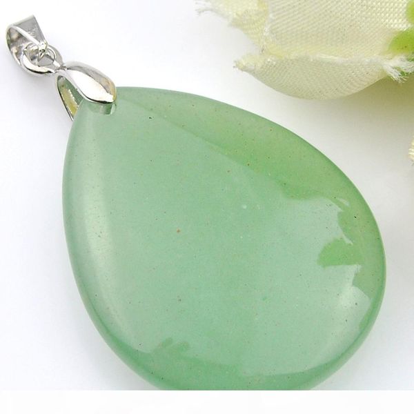 

luckyshine 3 pieces novel teardrop shaped aventurine jade natural crystal gems pendants unique charm necklaces & pendants, Silver