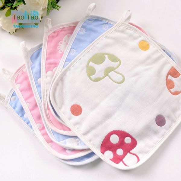 

pure cotton small square six-layer gauze saliva bib face face children's small towel printed cartoon facial towel