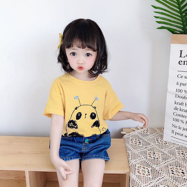 

3z57d girls short-sleeved t-shirt doll clothing doll children's clothing 2020 new korean children's baby foreign style fashionable, Blue