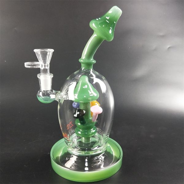 Bong da 9 pollici in vetro verde acqua bong narghilè 5 colori fungo perc percolatore unico inebriante rig dab oil per accessori per fumatori